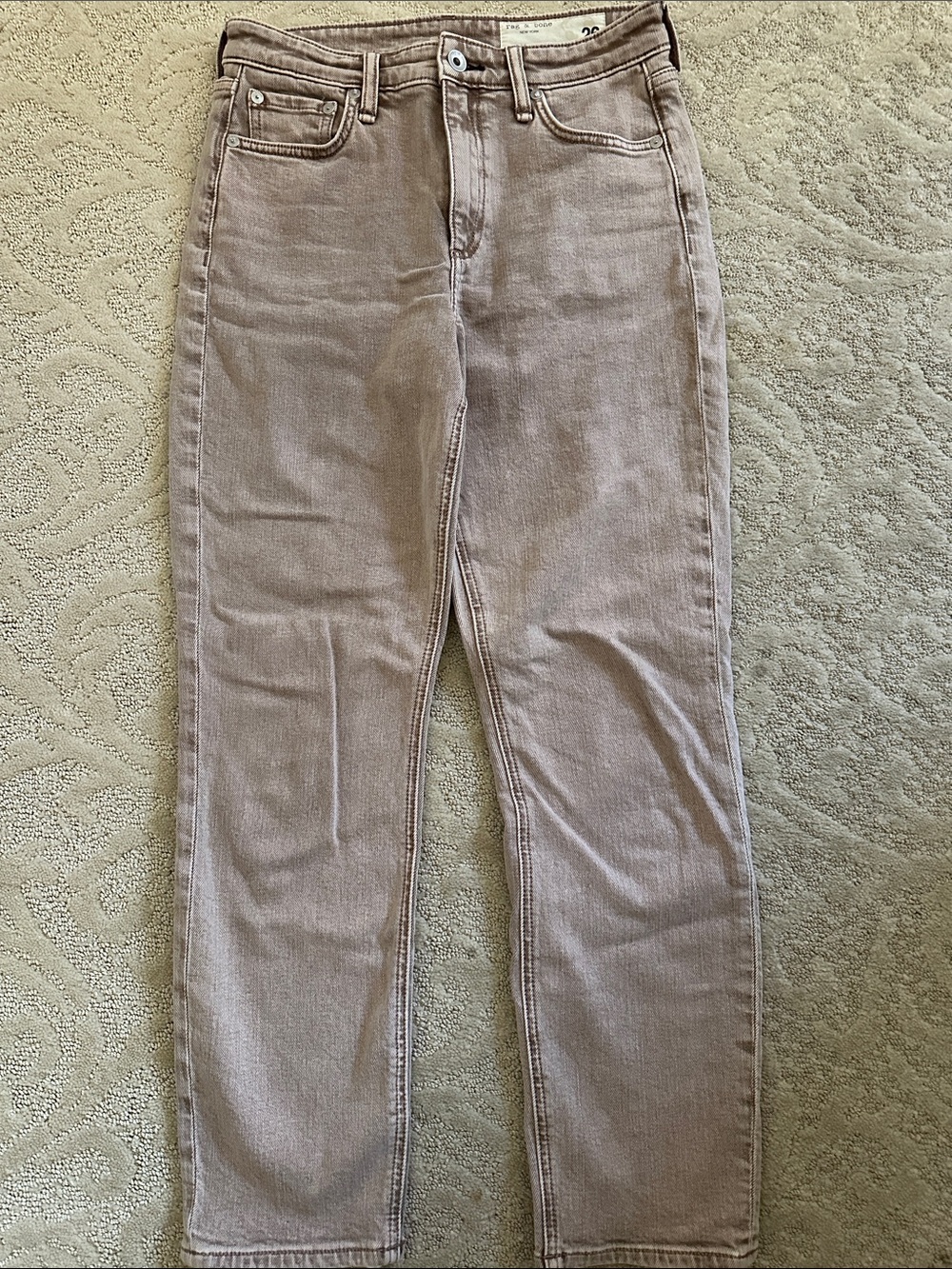 rag & bone Women's Nina High Rise Ankle Straight Leg Jeans in dusty rose Size 26